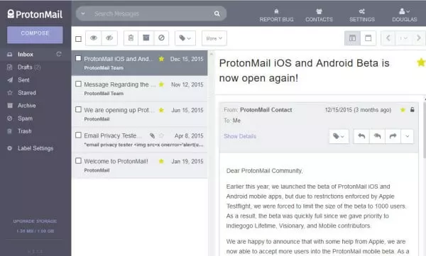 ProtonMail wen interface ProtonMail wen interface
