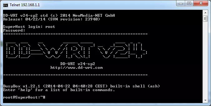 Accessing DD-WRT Through Telnet in Windows