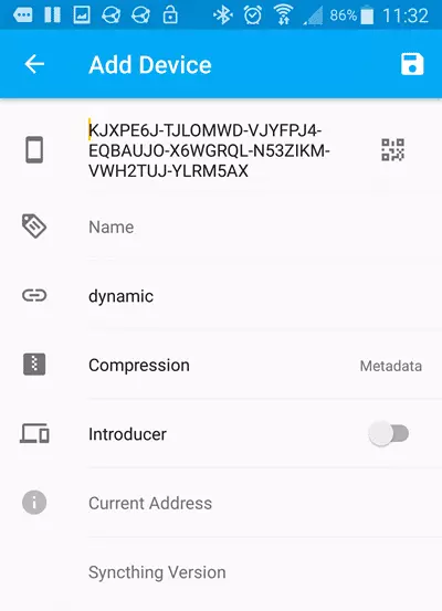 Syncthing Android Add device