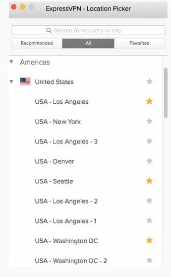 expressvpn location picker