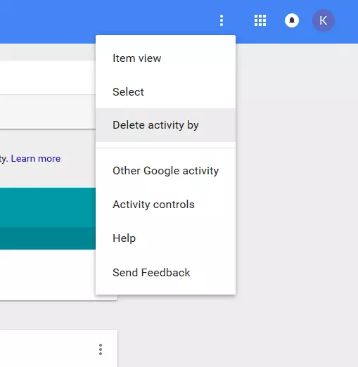 delete Google search history