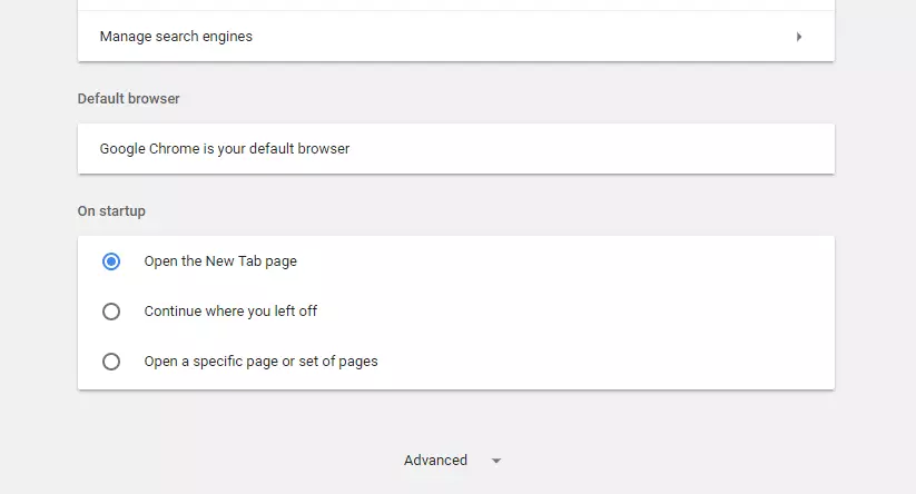 The Advanced Settings option in Google Chrome