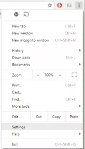 Google Chrome menu
