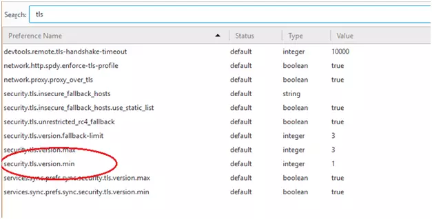 TLS Settings for Firefox