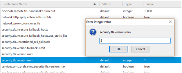 Firefox TLS settings