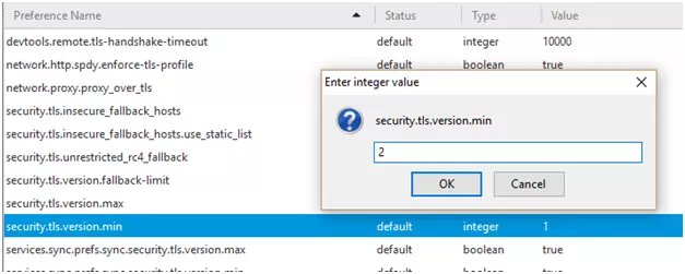Firefox TLS settings