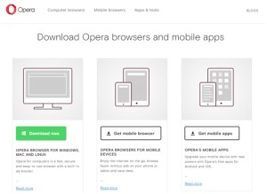 The Opera browser Download page