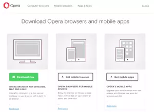 The Opera browser Download page