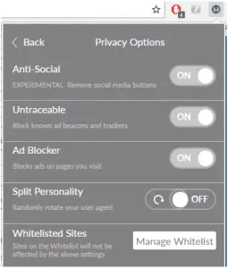 Privacy protection in the Windscribe browser extension