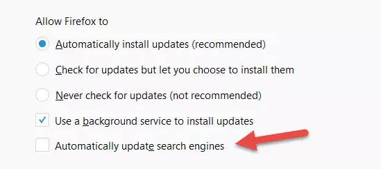 Firefox Search Engine Automatic Update