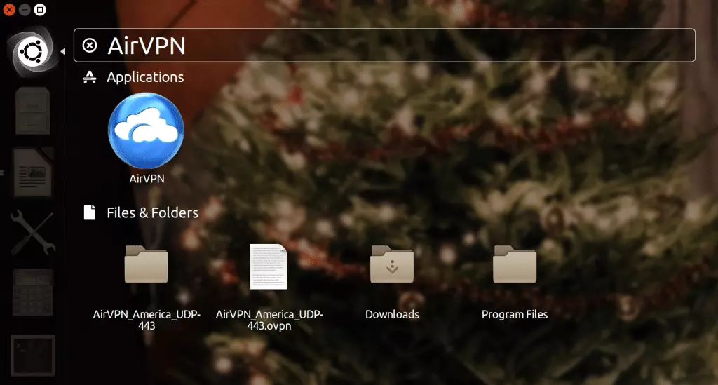AirVPN start menu AirVPN start menu