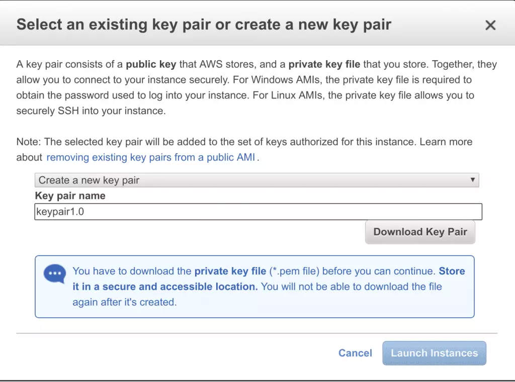 11 name your new key pair