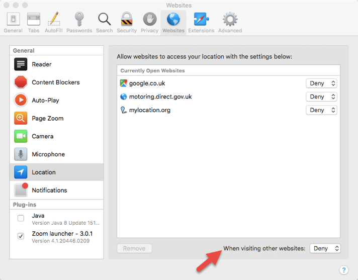 disable safari geolocation