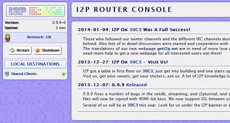 I2P Router Console Connected