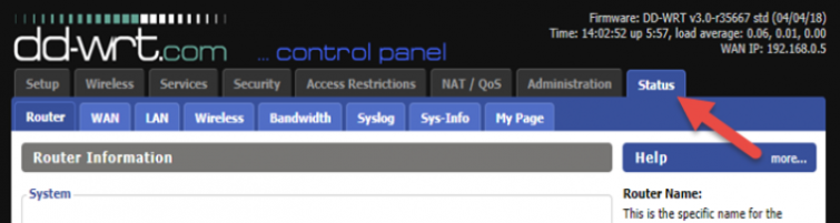 Panel de control DD-WRT