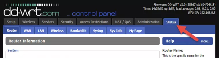 DD-WRT control panel