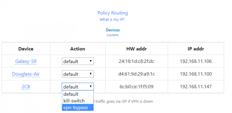 Επιλογές δρομολόγησης FlashRouters VPN