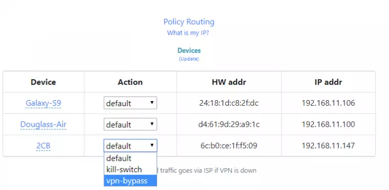 Flashrouters VPN routing selector