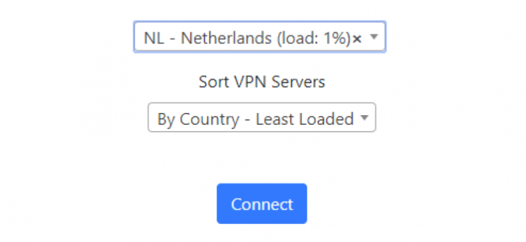 FlashRouters VPN देश चयनकर्ता