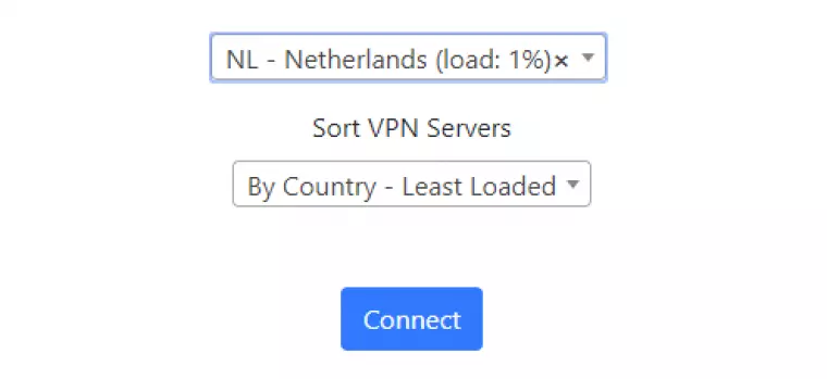 Flashrouters VPN country selector