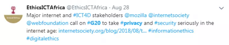 Ethics ICT Africa Tweet