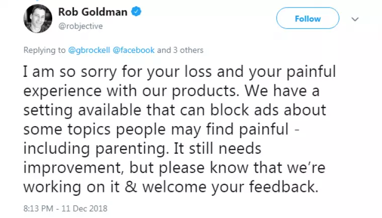 Rob Goldman Tweet