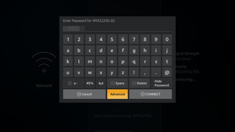 enter wifi password fire stick