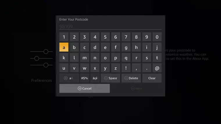 enter zip code on firestick