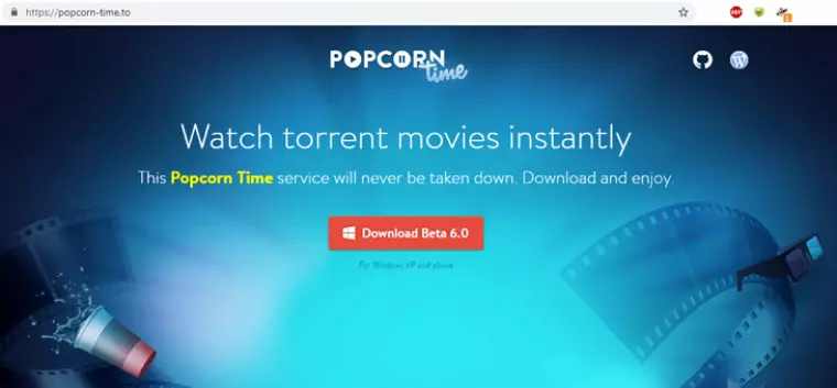 Popcorn-time.to homepage