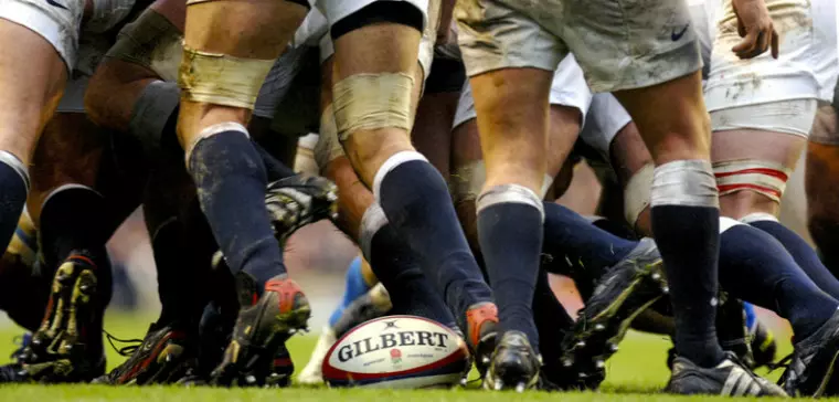 Rugby players in a scrum
