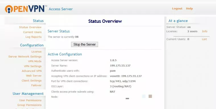 openvpn access server is configured