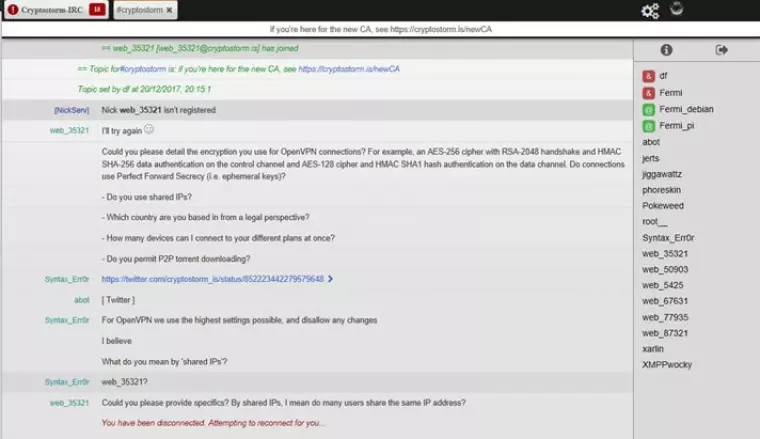 CryptoStorm customer service page