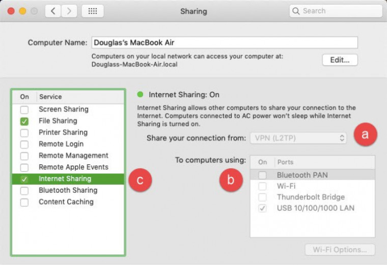 MacBook Air Internet Sharing