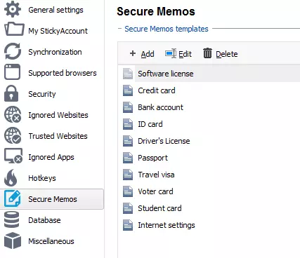 secure memo sticky password