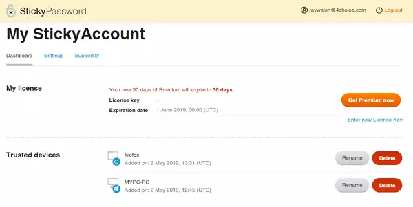 upgrading a sticky password account