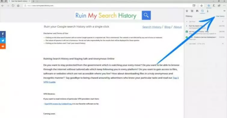 click on clear history when the options show up