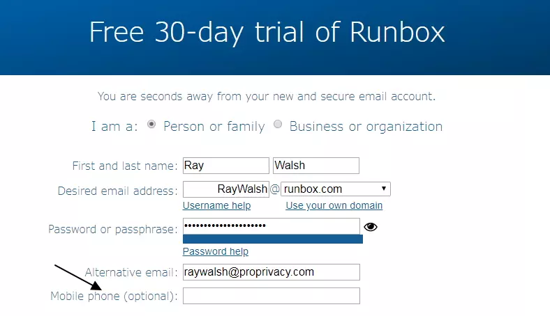 Runbox free trial