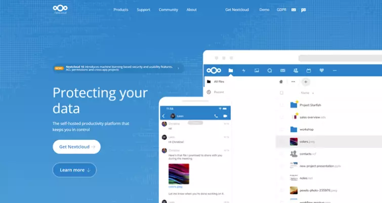 NextCloud homepage