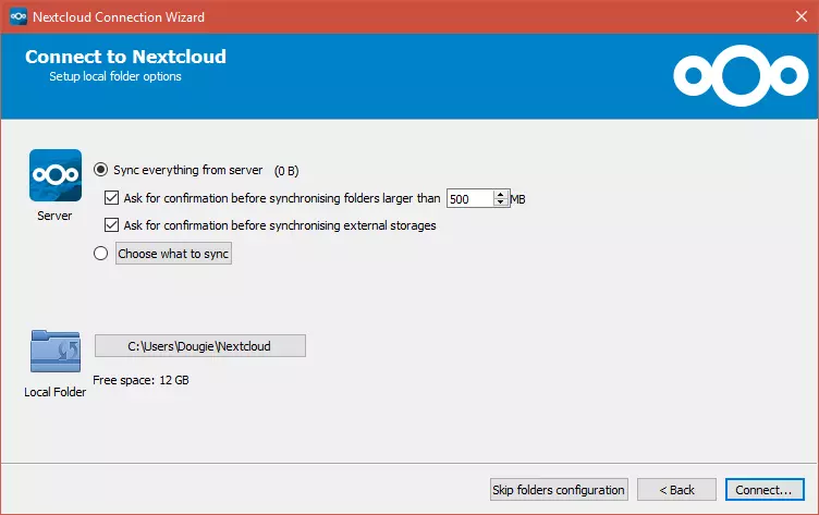 nextcloud local folder set up