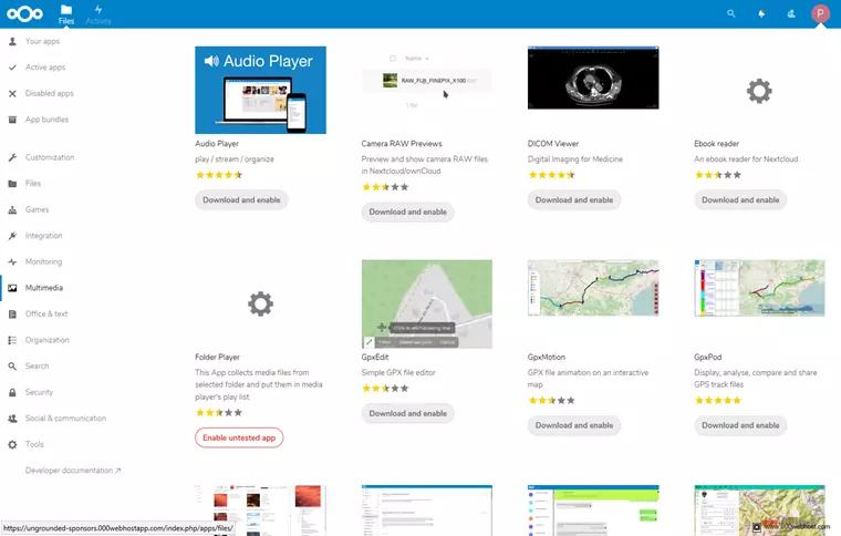 next cloud app screen