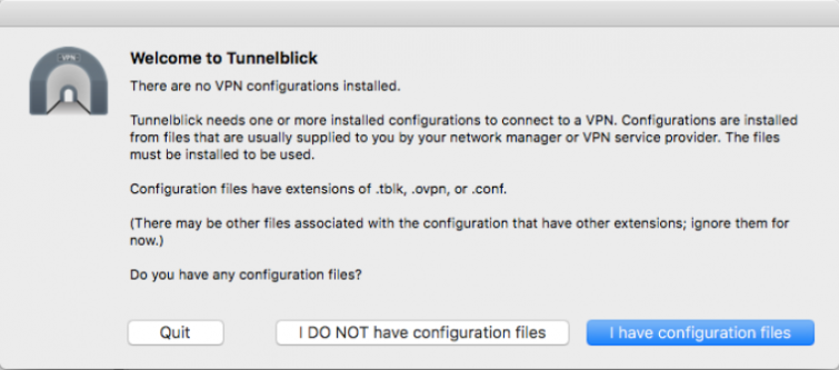 tunnelblick configurare file