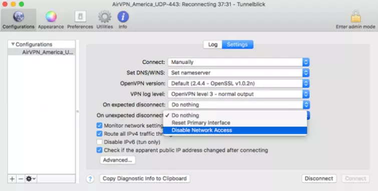 disable network access