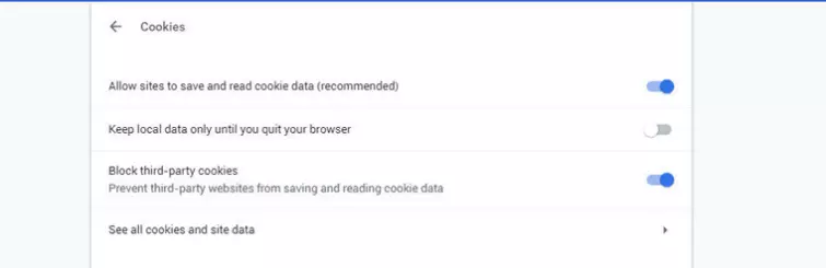 change settings on cookie options