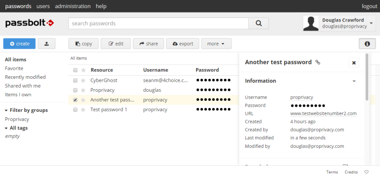 Collaborative Password Management with Passbolt