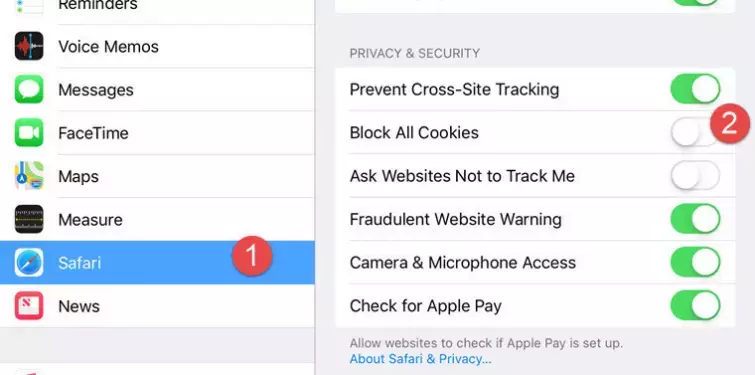 click safari and preferences
