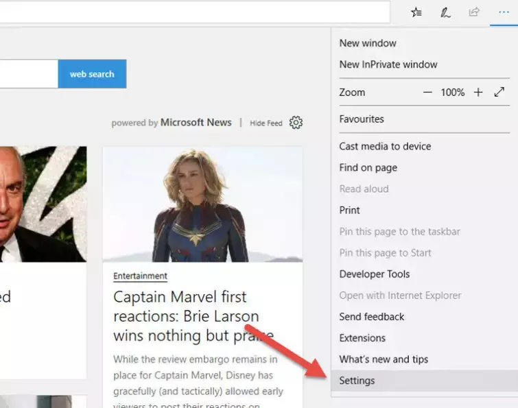 settings on edge browser