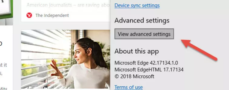 view advanced settings