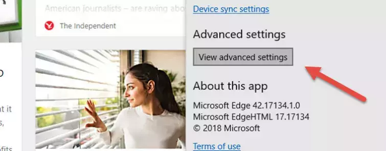 view advanced settings