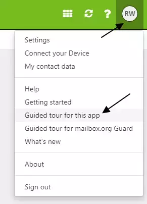 get guided tour by clicking on your account