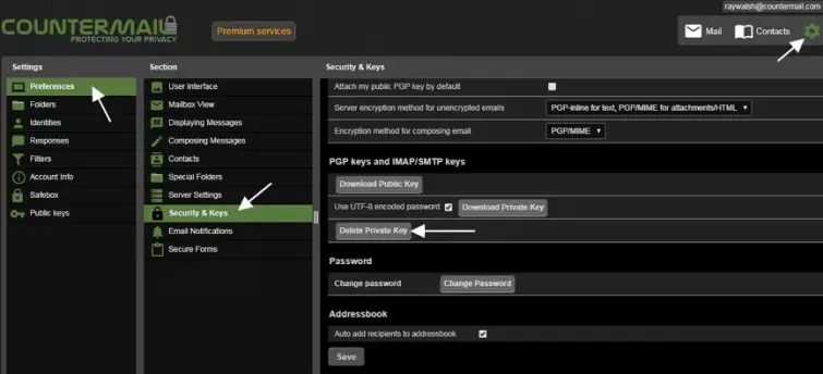 countermail preferences